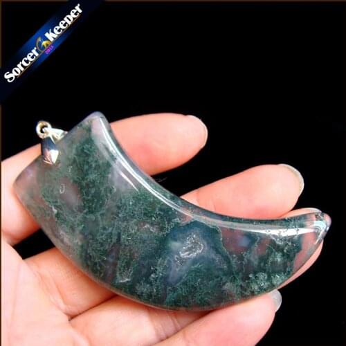 Free Shipping Fashion Jewelry Natural Dendritic Moss Agates Stone Drop Pendant Necklace Timeless Gift For Girlfriend MS419