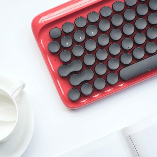 Red circle dot Bluetooth wireless retro mechanical keyboard for tablet Apple MAC, EH112S 79 (key)