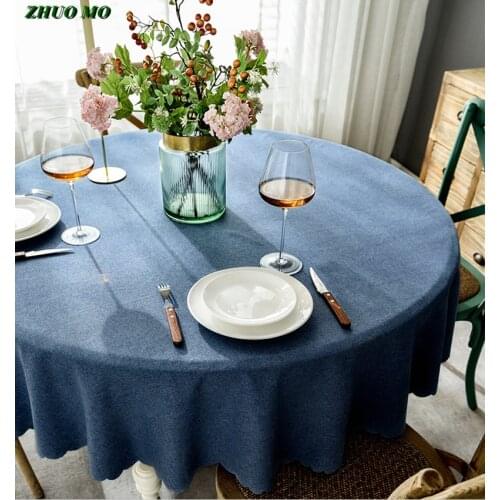 Large Table Cover Round Wedding Party Hotel Table Cloth Cotton Linen Nordic Solid Tablecloths Home Decor KitchenTable Cover