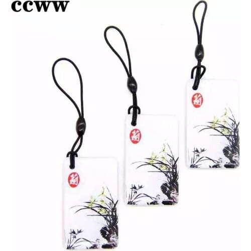 S50 1K Tag IC 13.56Mhz UID Changeable Beautiful Orchid Pattern Keyfobs Key Tag Proximity RFID Access Control Card