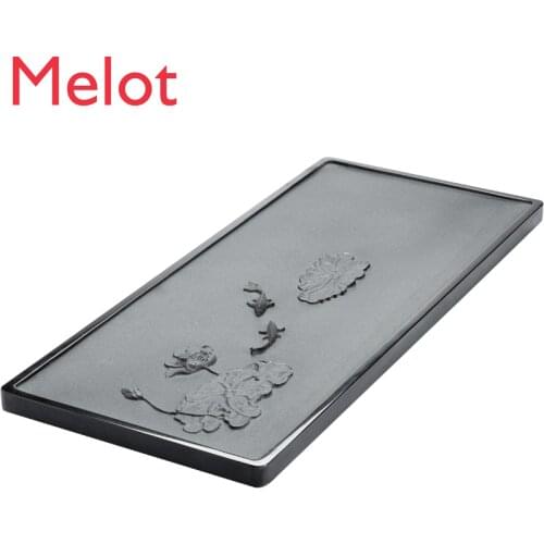 Whole Black Gold Stone Tea Tray Tea Serving Pot Kung Fu Tea Set Tray Rectangular Home Use Set Simple Small Tea Table Stone