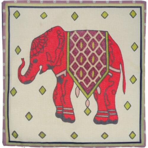 45cm x 45cm Throw Pillow Case Embroidery Red Elephant Decor Cushion Cover