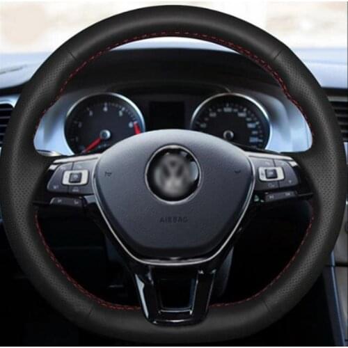 Sewing genuine leather car steering wheel cover For Volkswagen Golf 7 Mk7 New Polo Jetta Passat B8 car accessories interior