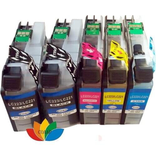5 Pcs Compatible LC223 Black Cyan Magenta Yellow , LC 223 ink cartridge for Brother DCP & MFC printers
