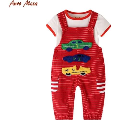 Baby Set 100% Cotton Short Sleeve Bodysuit+ Car Overall Newborn Baby Clothing