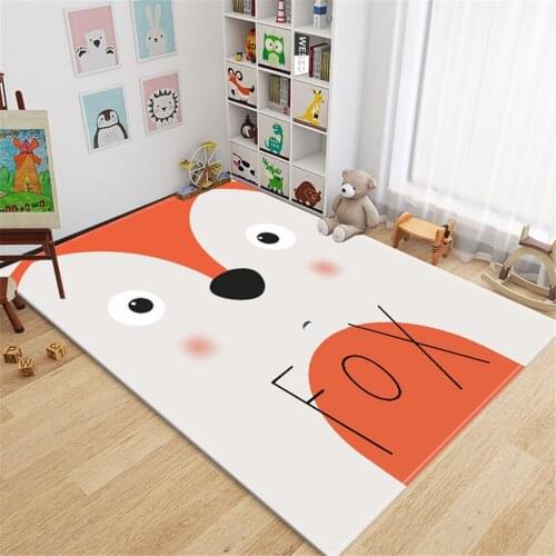 Cartoon Animal Children‘ Carpet Girl Boy Fox Elephant Bear Pattern Kids Rug For Bedroom Bedside Mat Play Mat Flannel Sponge Mat