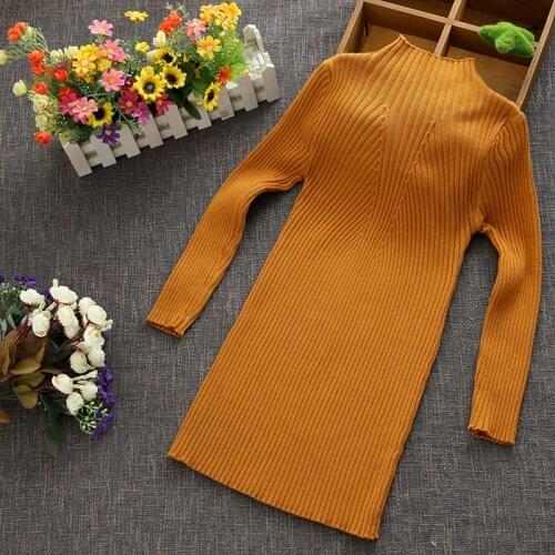 Big Children Girls Green Yellow Long Knitted Sweater Jumper For Kids Teenage Girls Clothes Student Sweaters Autumn Winter New