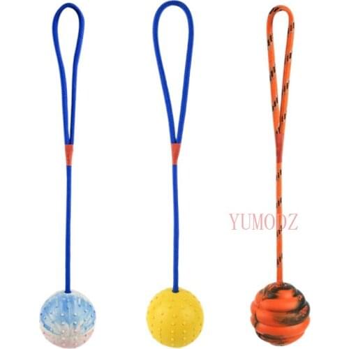 Pet Dogs Training Toy Natural Rubber Ball On Rope For Reward Fetch Play Interactive Funny Dog Toy Dog Training Supplies