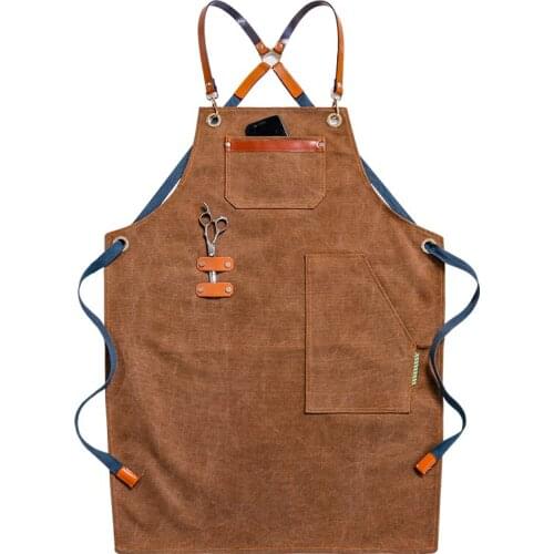 Denim Apron Barista Milk Tea Shop Hairdressing Manicure Restaurant Waiter Chef Florist Canvas Work Clothes for Men and Women