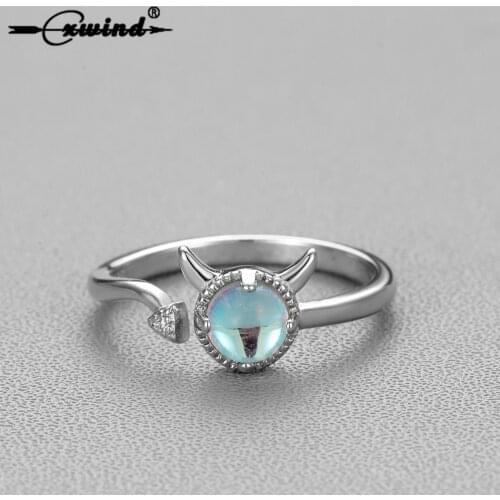 Cxwind Fashion Women Girls Stone Cat Rings Cute Valentines Day Birthday Gifts Adjustable Size Animal Ring Jewelry