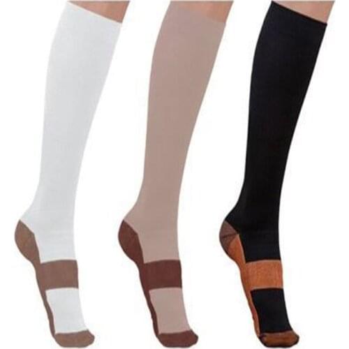 Copper Infused Compression Socks 20-30mmHg Graduated Mens Womens Patchwork Long Socks S-XXL