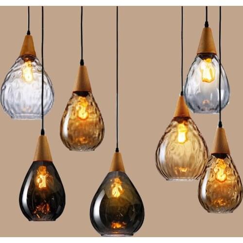 Modern minimalist chandelier bar restaurant dining room personality creative bar drop glass chandelier E27 110V 220V