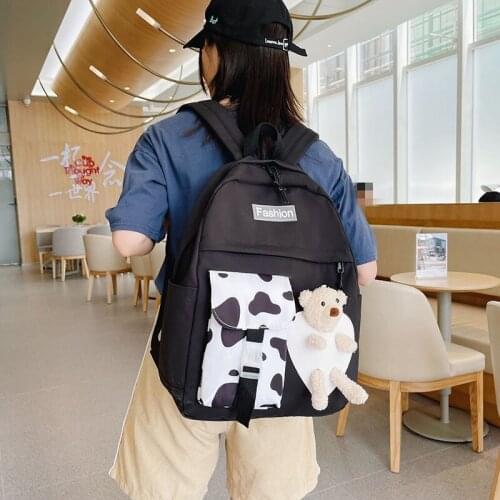 2021 Kawaii Fashion Womens Backpack Cow Pattern Bookbags For Teenage Girls Nylon Large-capacity Travel Backpacks