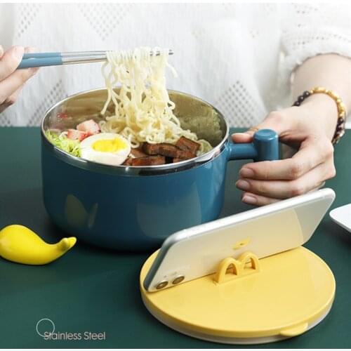 Japanese style instant noodle bowl stainless steel student dormitory office worker large capacity creative lunch box noodle bowl