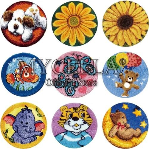 Carpet embroidery Hook Rug Kit DIY Needlework Sets Unfinished Crocheting Yarn Latch Hook Rug Kit Picture Carpet Set Sunflower