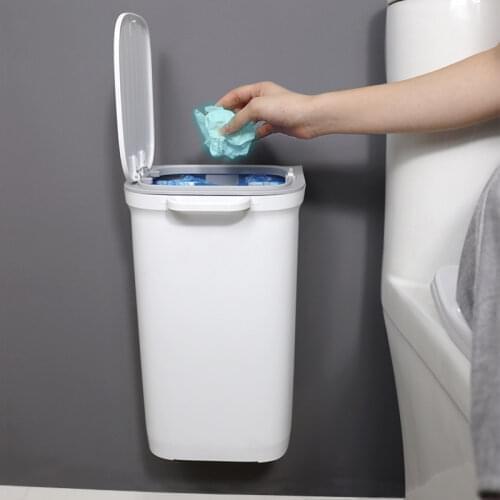 Wall-Mounted Bathroom Trash Can 10L Large Capacity Multifunctional Household Trash Can Cleaning Tool Bathroom Accessories
