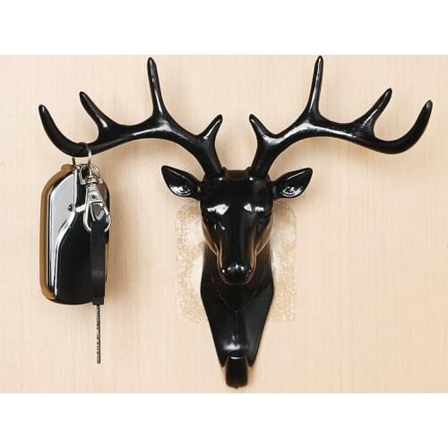 1pc Deer Head wall hook Animal Self Adhesive Clothing Display Racks Hook Wall Bag Keys Sticky Holder Coat Hanger Cap Room Decor