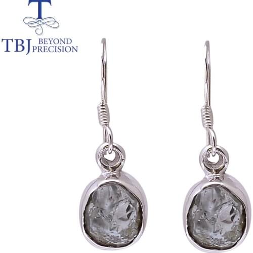 Handmade Natural Aquamarine Rough earring brazil gemstones bezel setting rough jewelry 925 sterling silver fine jewelry for lady