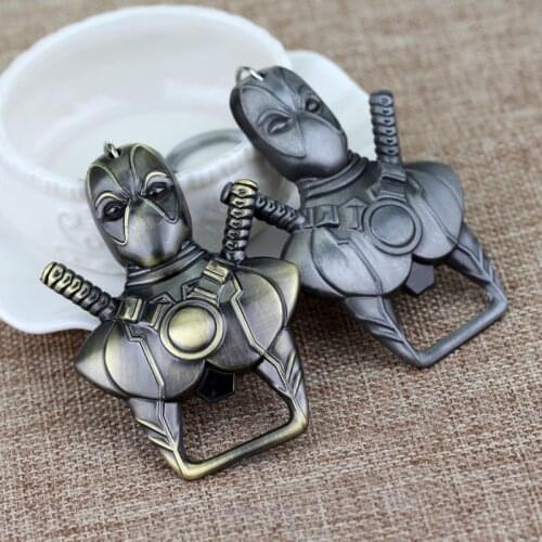 New Fashion Movie Keyring Comics Deadpool Keychain Cool Bottle Opener Pendant Key Chain 2 Colors 50 pcs Free shipping