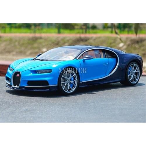 New 1:18 Welly GTA For Bugatti Chiron 2016 Super Car Metal Diecast Model Car Gifts Collection Display Blue/White blue