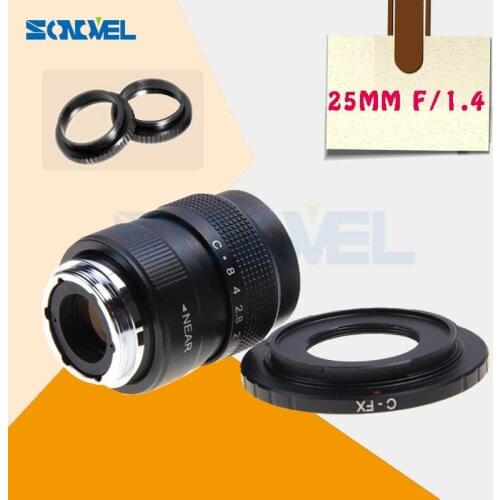 25mm F1.4 CCTV TV Movie lens+C Mount for Fuji Fujifilm X-E2 X-E1 X-Pro1 X-M1 X-A3 X-A2 X-A1 X-T10 X-T1 C-FX With Macro ring
