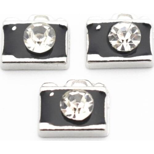 Wholesale 10pcs/lot Crystal Camera Floating Charms Fit Living Glass Floating Lockets Bracelet DIY Charms Jewelry