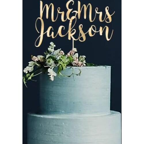Custom Wedding Cake Topper with Couple Last Name Personalized Mr&Mrs Wedding cake topper Calligraphy Party Decor For Anniversary