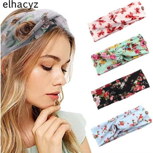 Fashion Women Headband Print Floral Cross Headband Soft Cotton Toddler Girls Top Knot Hair Scarf Hair Tie Band Hair Accessories