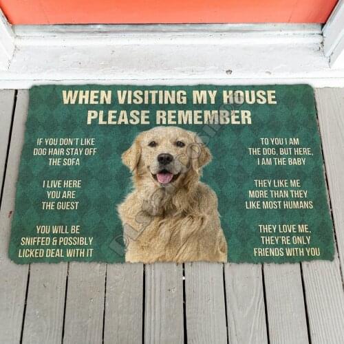 Please Remember Golden Retriever Dogs House Rules Doormat Indoor Doormat Non Slip Door Floor Mats Decor Porch Doormat