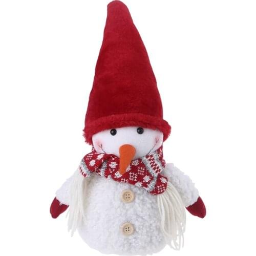 Christmas Ornaments Snowman Doll Standing Toy Plush Stuffed Figure Collectible Figurines Home Table Party Decoration Xmas Gift