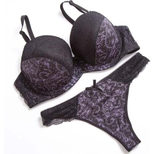 Sexy mousse Bra thong suit lace color underwear large size underwear set woman lingerie underwear set immediate push up sloth