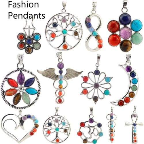 Seven Chakras Religious Pendant Hang Act The Role of Natural Crystal Diamond Jewelry Pendant The Geometric Model 24types