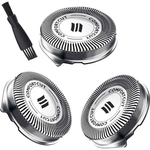3 Pcs Stainless Steel Replacement Heads Razor Blade Razor Heads w/ Cleaning Brush Shaver Head for SH30 Razor 1000 Series