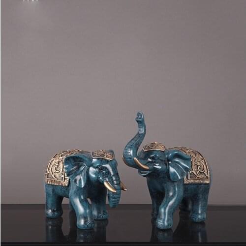 Elephant Resin Elephant Statue Office Living Room Decoration Cute Animal Desktop Ornaments Handmade Craft Souvenir