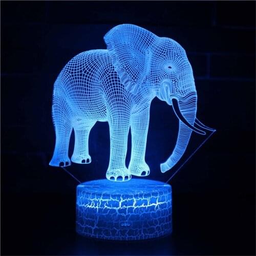 Animal 3d Illusion Lamp Elephant Acrylic Baby Night Light for Work Room Decor Kids Child Bedroom Nightlight Cool Birthday Gifts