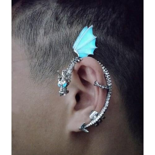 Luminous Dragon Wing Ear Clip Luminous Dragon Punk Accessories Personality Mens and Womens Party Jewelry Birthday Gift