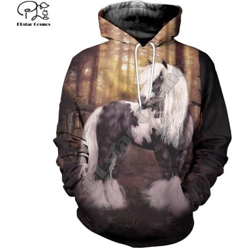 PLstar Cosmos Beautiful Colorful Horse 3D Printed Hoodies Sweatshirts Zip Hooded For Men And Women Casual Streetwear Style-D32