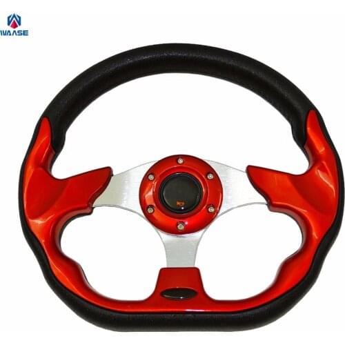 Waase Universal Steering Wheels 320mm PVC Leather Racing Sports Auto Car Steering Wheel with Horn Button 12.5 inches