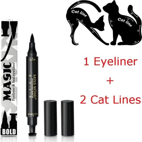 1Pc Quick Dry Makeup Eyeliner Waterproof Eyeliner Pen With Stamp+2Pcs Eye Cat Line Eyeliner Stencils Best Selling 2018 Products