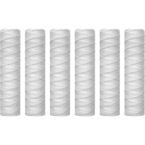 10 Micrometre String Wound Sediment Water Filter Cartridge,6 Pack,Whole House Sediment Filtration,Universal