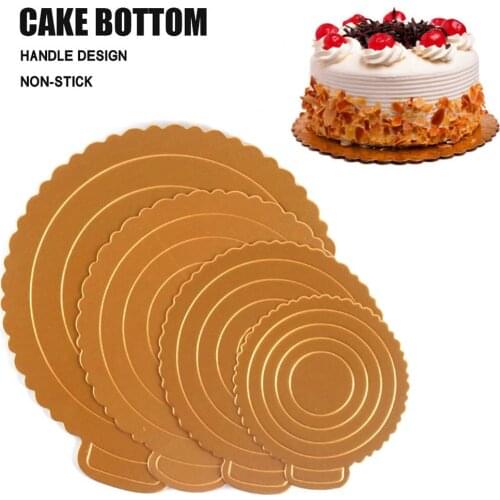 10Pcs 4/6/8/10inch Cake Mats Golden Bottom Round Square Paper Dessert Trays Baking Mat Decorations Cardboard Cake Paper Boards
