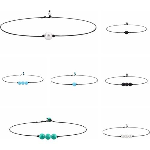 2021 Fashion Jewelry New Diy Rope Chain Volcanic Rock Rhinestone Pearl Necklace Collier Femme Collar Choker Necklaces For Women