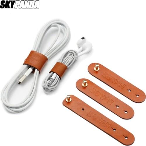 3 Pcs In 1 Set PU Cable Organizer Winder Wire Clip Earphone Holder Cord Protector Computer Cable Management