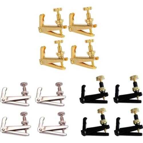 4pcs Violin Fine Tuner Violin Parts String Metal Adjuster for 3/4-4/4 Violin