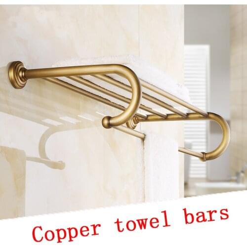 50cm Brass antique hotel bathroom towel holder with bars vintage, Retro copper single storage towel holders, Free Shipping