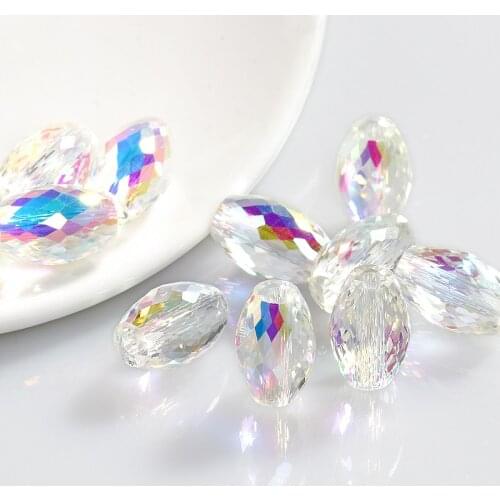 6x10mm Oval Beads With Hole High Quality AB Color Glass Rhinestones For Bracelets DIY Shiny Loose Beads Accessories
