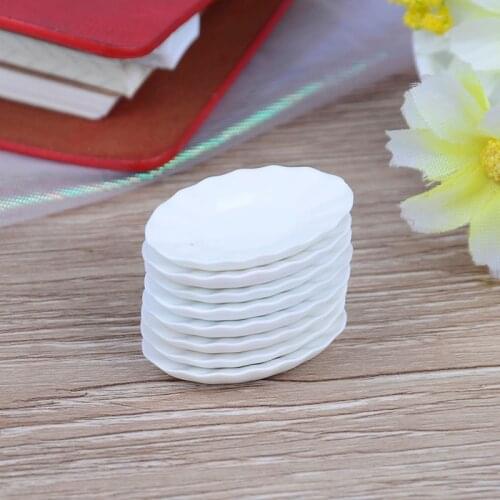 8pcs Mini Resin Food Dishes Tableware Miniature Doll House Accessories Dollhouse Trays Plates Doll Kitchen Toys