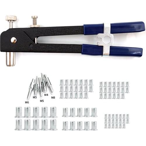 86pcs Riveting Manual Double Handle Core Pulling Riveter Hand Rivet Nut Hand Tool Set with Threaded Rivet Tool new