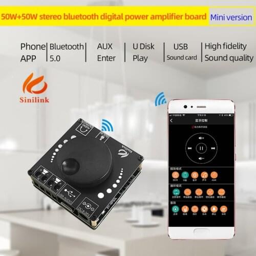 AP50L 50WX2 Mini Senza Fili Bluetooth 5.0 Audio Scheda di Potenza Amplificatore Digitale Stereo Amp 3.5 MILLIMETRI AUX USB APP