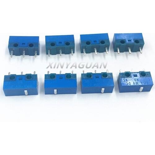 Free Shipping 8pieces HUANO Mouse Micro Switch blue shell white point 20 million times computer mouse 3pins button switch